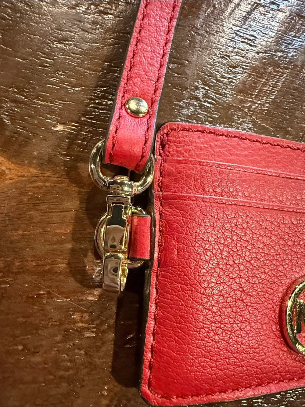 Michael Kors Red Leather Wristlet Card Case
